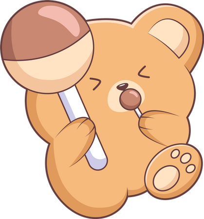 Cute Little Bear drinking lollipop  일러스트레이션