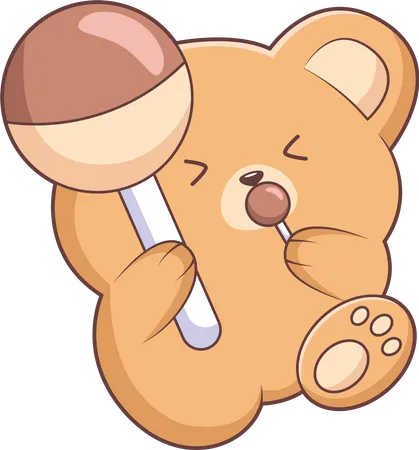Cute Little Bear drinking lollipop  일러스트레이션