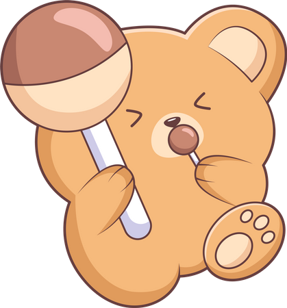 Cute Little Bear drinking lollipop  Illustration