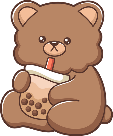 Cute Little Bear holding acorn nut  Illustration