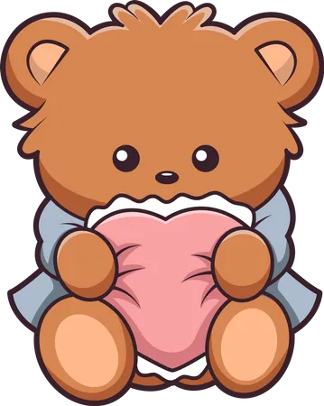 Cute Little Bear holding heart  Illustration