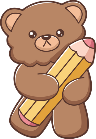 Cute Little Bear holding pencil  Illustration