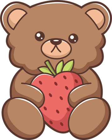Cute Little Bear holding strawberry  Illustration