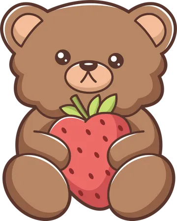 Cute Little Bear holding strawberry  Illustration
