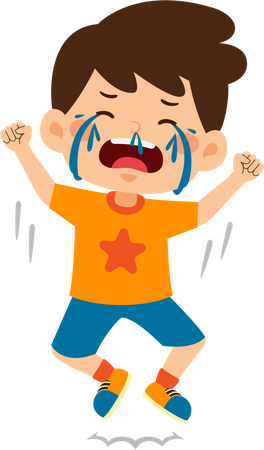 Cute little boy crying loudly  Illustration