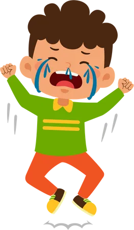 Cute little boy crying loudly  Illustration