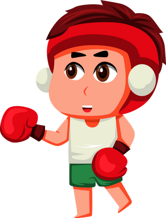 Cute Little boy doing boxing  Illustration