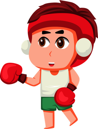Cute Little boy doing boxing  일러스트레이션