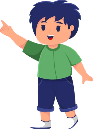 Cute Little Boy pointing something  Illustration