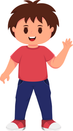 Cute Little Boy say hi  Illustration