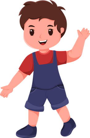 Cute Little Boy waving hand  Illustration