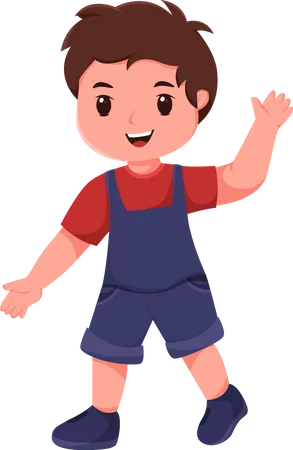 Cute Little Boy waving hand  Illustration