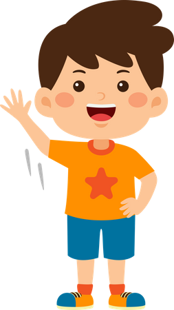 Cute Little Boy waving left hand  Illustration