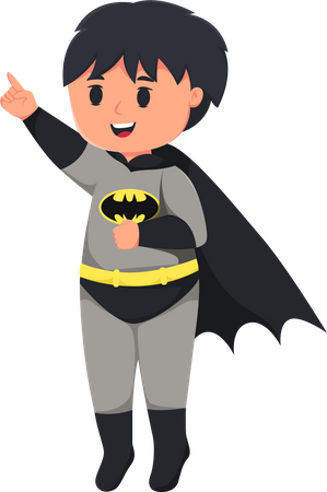 Cute Little Boy with Batman Suit  Illustration