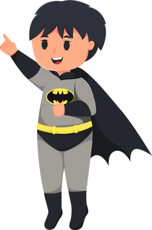 Cute Little Boy with Batman Suit  Illustration