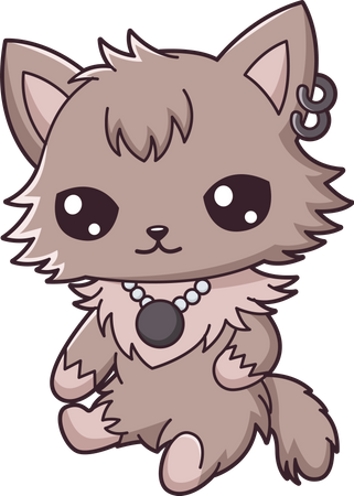 Cute Little Cat Character Illustration  Illustration