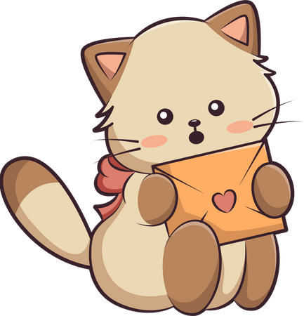 Cute Little Cat holding love letter  Illustration