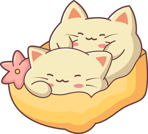 Cute Little Cat sleeping on pillow  Illustration