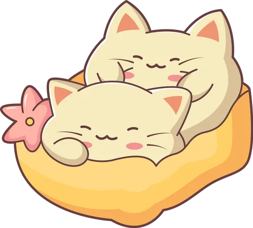 Cute Little Cat sleeping on pillow  Illustration
