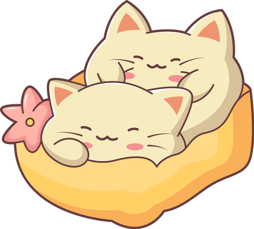 Cute Little Cat sleeping on pillow  Illustration