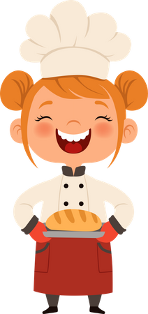 Cute little chef making bread  Illustration