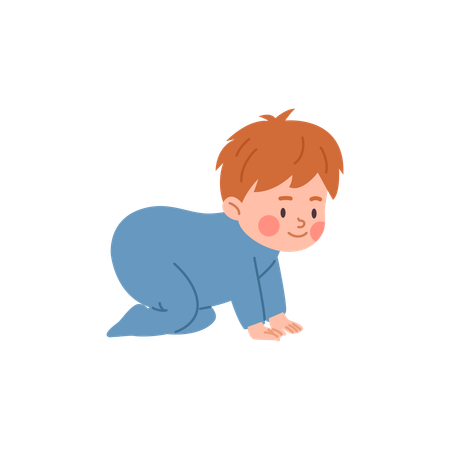 Cute little crawling baby boy  Illustration