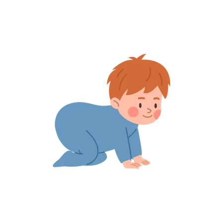 Cute little crawling baby boy  Illustration