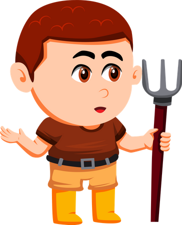 Cute Little Farmer with shovel  Illustration