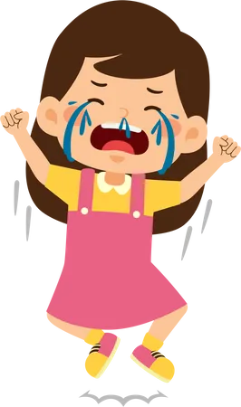 Cute little girl crying loudly  Illustration
