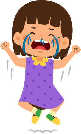 Cute little girl crying loudly  Illustration