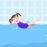 illustration little girl swimming