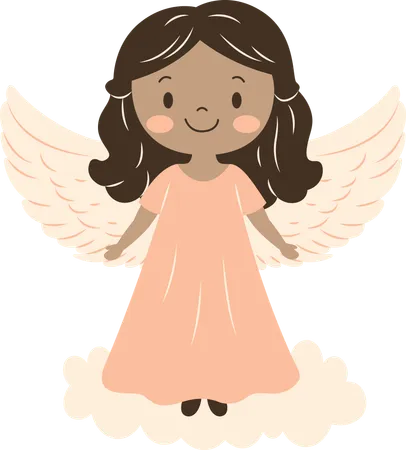 Cute Little Girl Fairy Angel with Cloud  Illustration