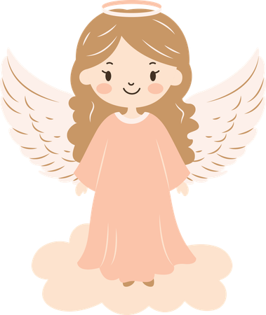 Cute Little Girl Fairy Angel with Cloud  Illustration