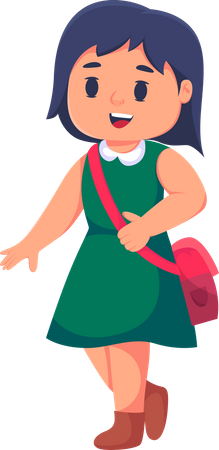 Cute Little Girl going to school  Illustration