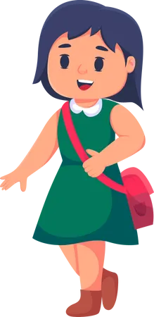 Cute Little Girl going to school  Illustration