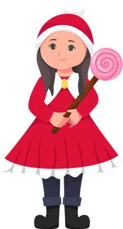 Cute Little Girl holding candy  Illustration