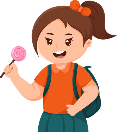 Cute Little Girl holding lollipop  일러스트레이션