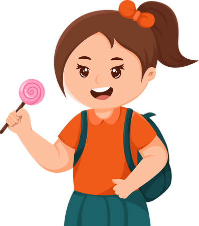 Cute Little Girl holding lollipop  Illustration