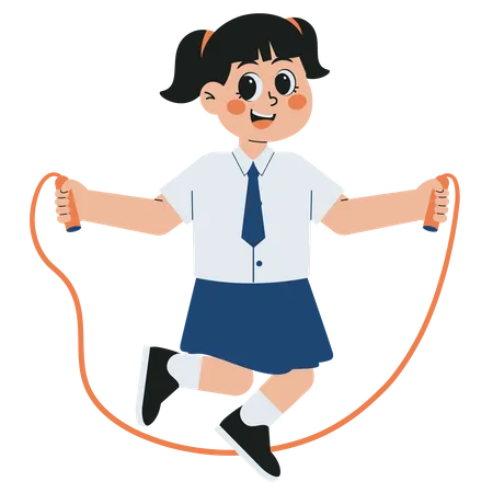 Cute Little Girl Jumping Rope  일러스트레이션