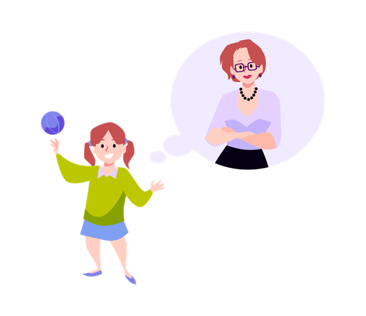 Cute little girl playing with ball  Illustration