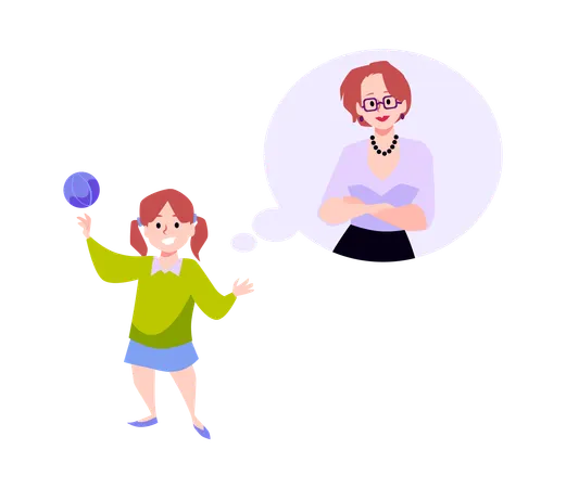 Cute little girl playing with ball  Illustration