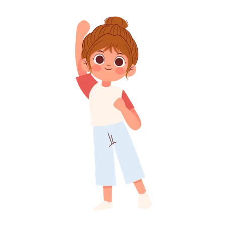 Cute little Girl raising hand Illustration