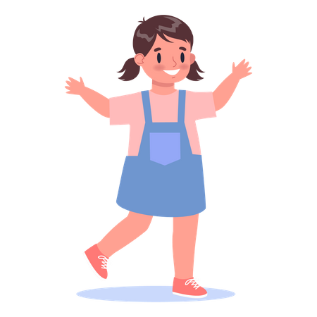 Cute little girl walking  Illustration