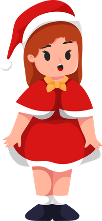 Cute Little Girl wearing Christmas Costume Illustration