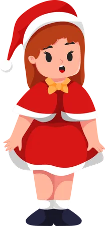 Cute Little Girl wearing Christmas Costume Illustration
