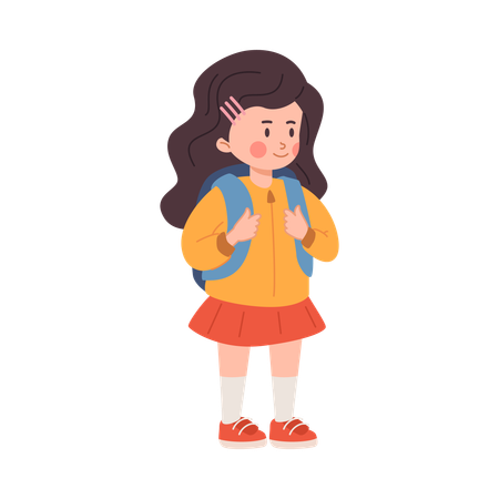 Cute little girl with backpack  Illustration