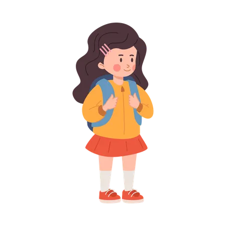 Cute little girl with backpack  Illustration