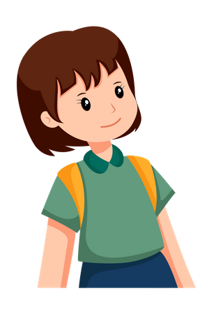 Cute Little Girl With Backpack  Illustration