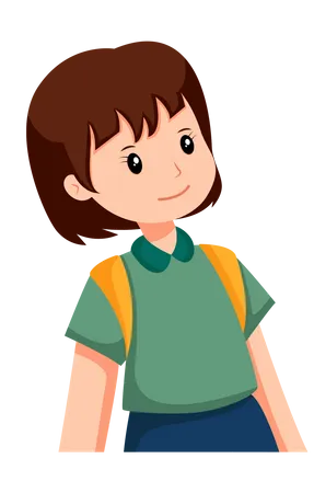 Cute Little Girl With Backpack  Illustration