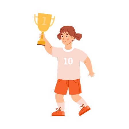 Cute little girl with trophy prize  Illustration